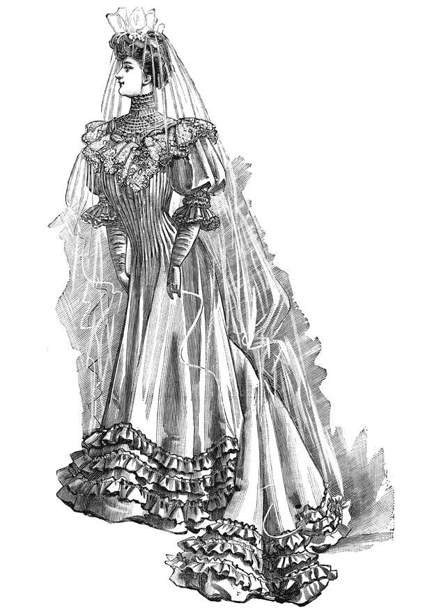 Kleurplaat trouwkleed 1906