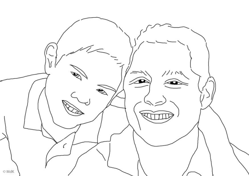 Kleurplaat vader en zoon
