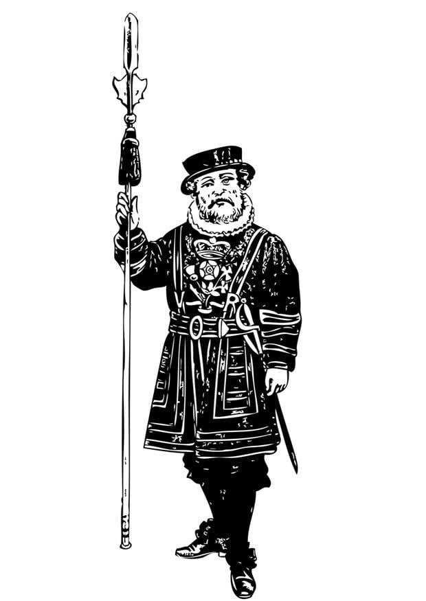 Kleurplaat wachter - tower of londen