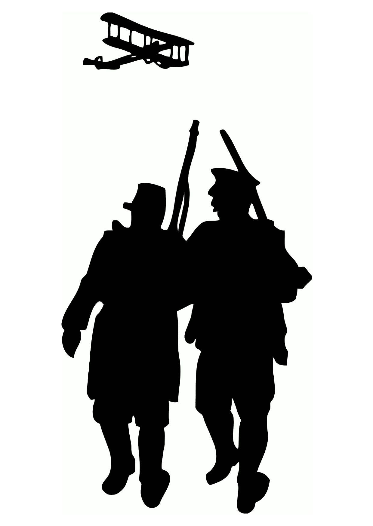 Kleurplaat wereldoorlog i silhouet