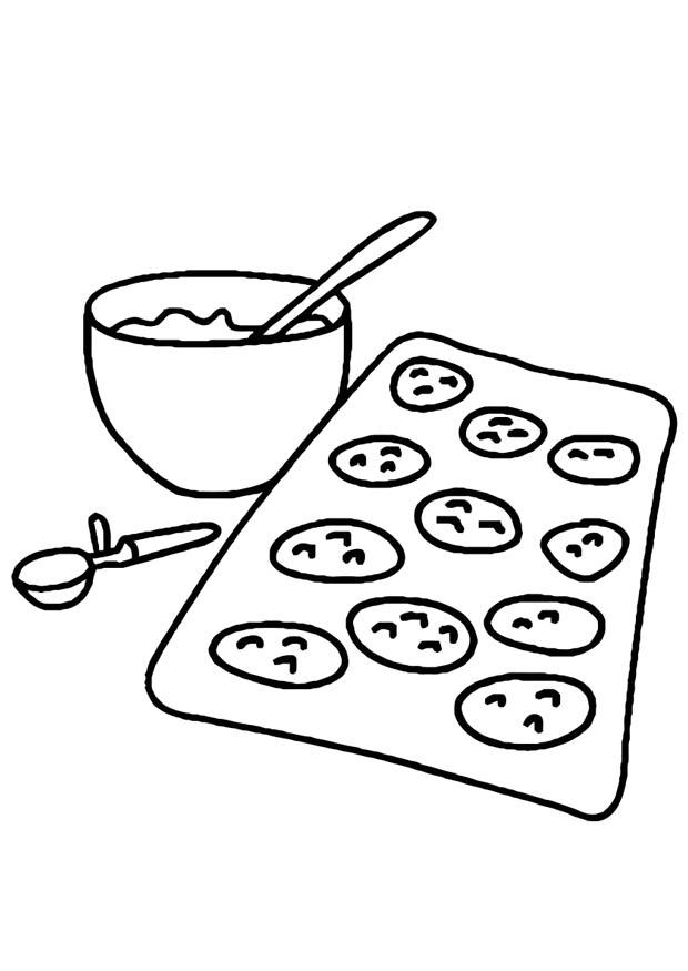 koekjes bakken - koken Kleurplaat koekjes bakken - koken
