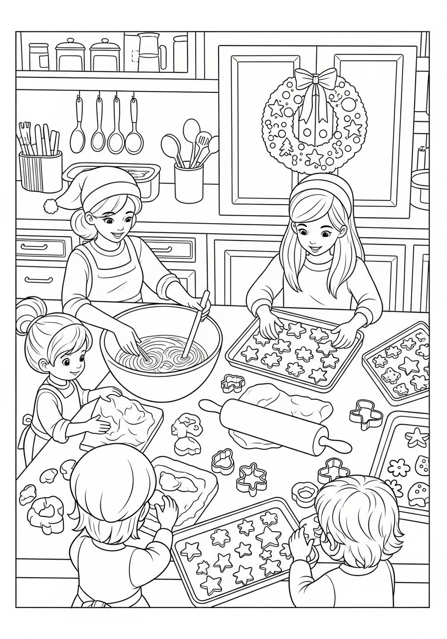 koken met kerst Kleurplaat koken met kerst