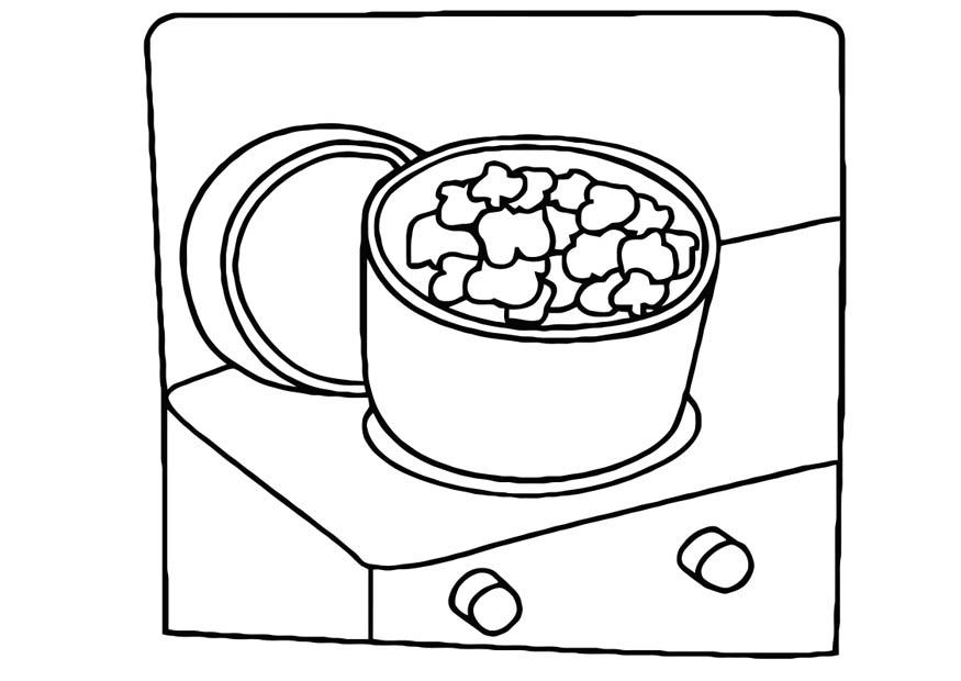 koken - pop corn Kleurplaat koken - pop corn