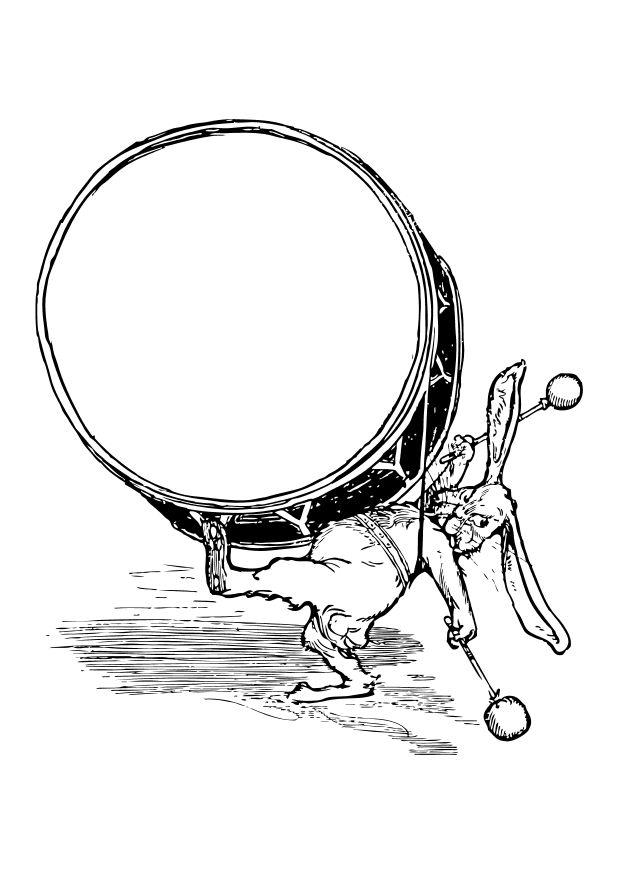 konijn met drum Kleurplaat konijn met drum