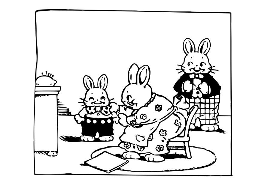 konijnen familie Kleurplaat konijnen familie