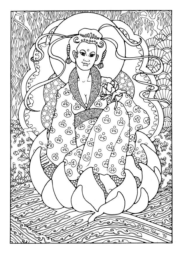 kuan yin Kleurplaat kuan yin