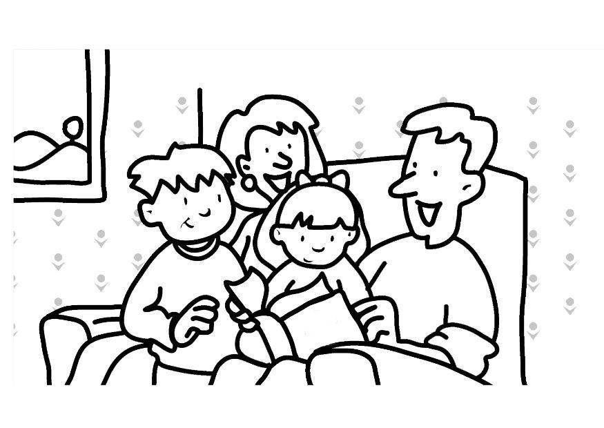 lezen - familie Kleurplaat lezen - familie