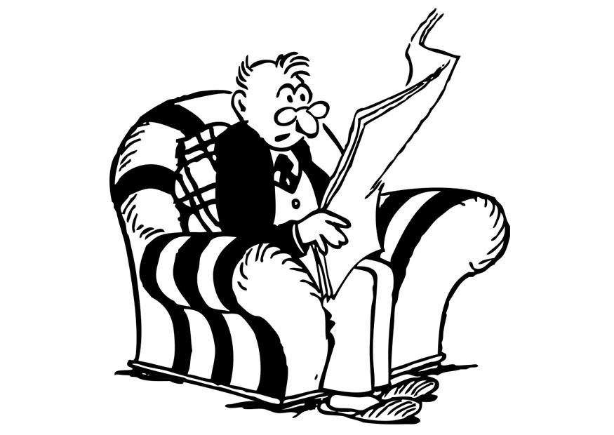 man leest krant Kleurplaat man leest krant