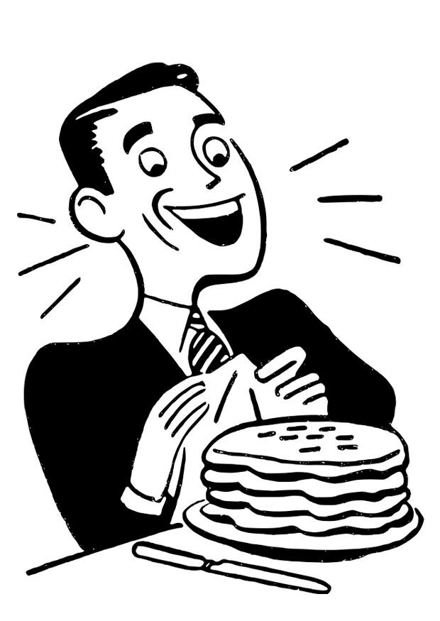 man met pannenkoeken Kleurplaat man met pannenkoeken