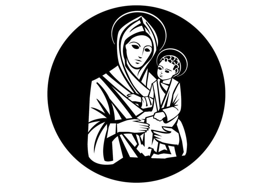 maria en jezus Kleurplaat maria en jezus