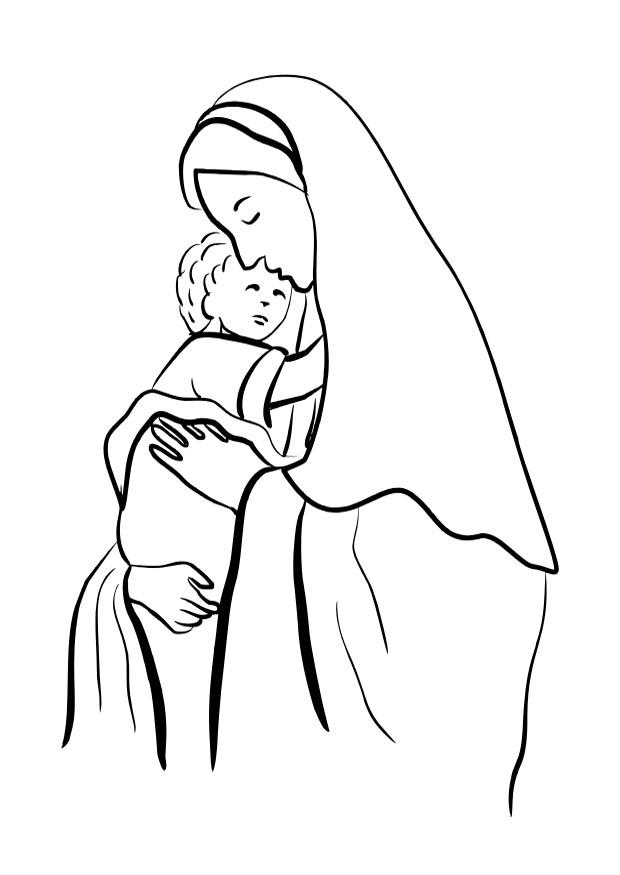 maria en jezus Kleurplaat maria en jezus