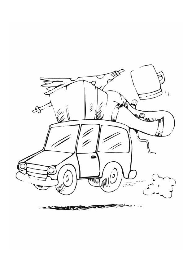 mat de auto op vakantie Kleurplaat mat de auto op vakantie
