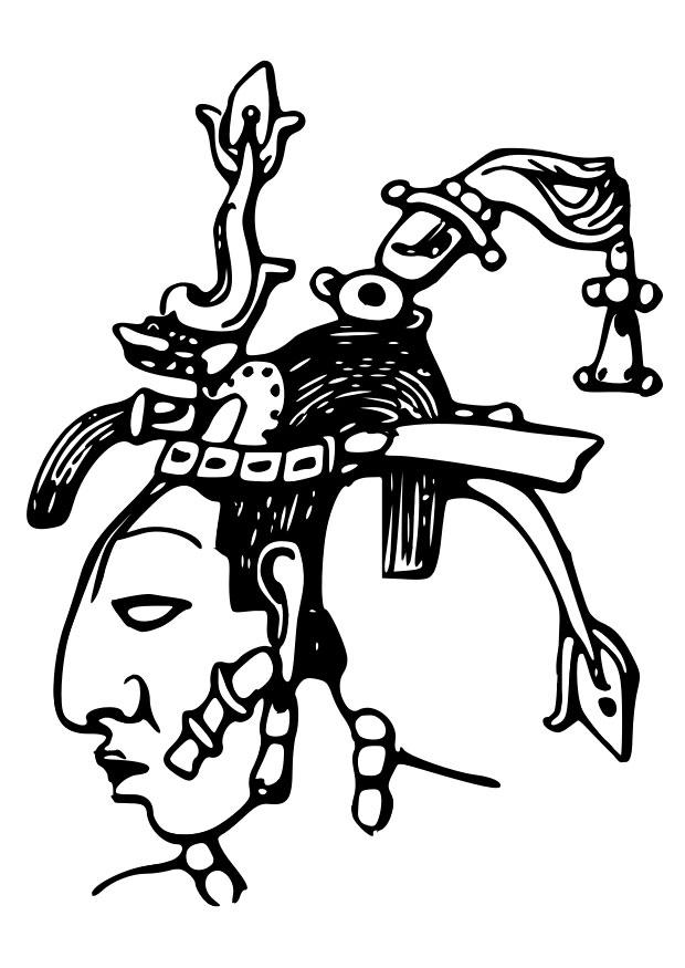 maya - pacal Kleurplaat maya - pacal