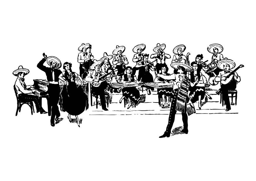 mexicaans orkest Kleurplaat mexicaans orkest