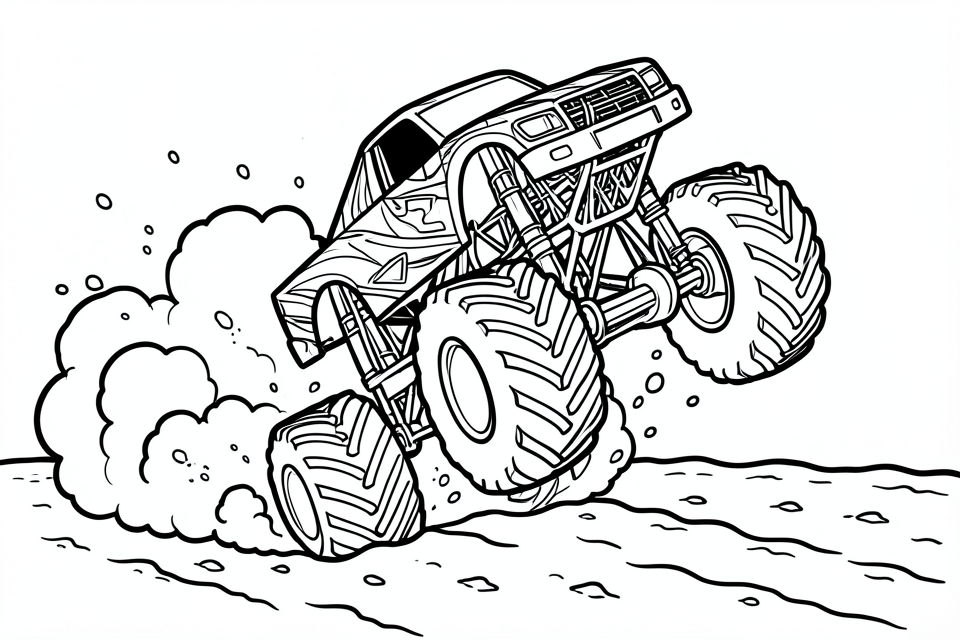 monster truck racing Kleurplaat monster truck racing