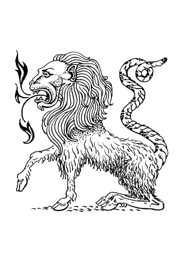 monsterdier - chimera Kleurplaat monsterdier - chimera
