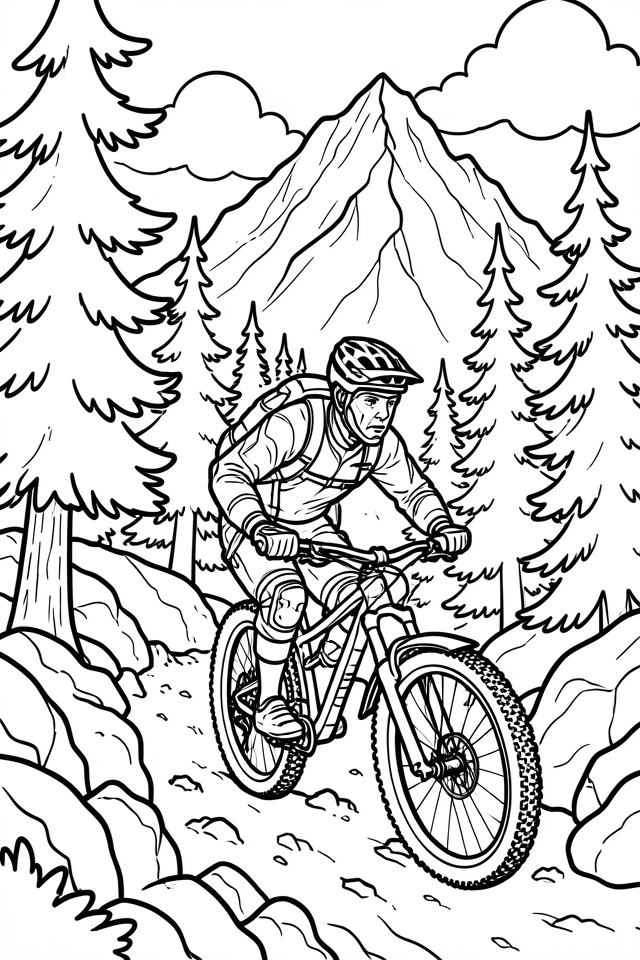 mountainbiker Kleurplaat mountainbiker