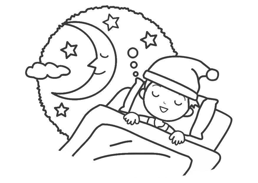 nacht - slapen Kleurplaat nacht - slapen