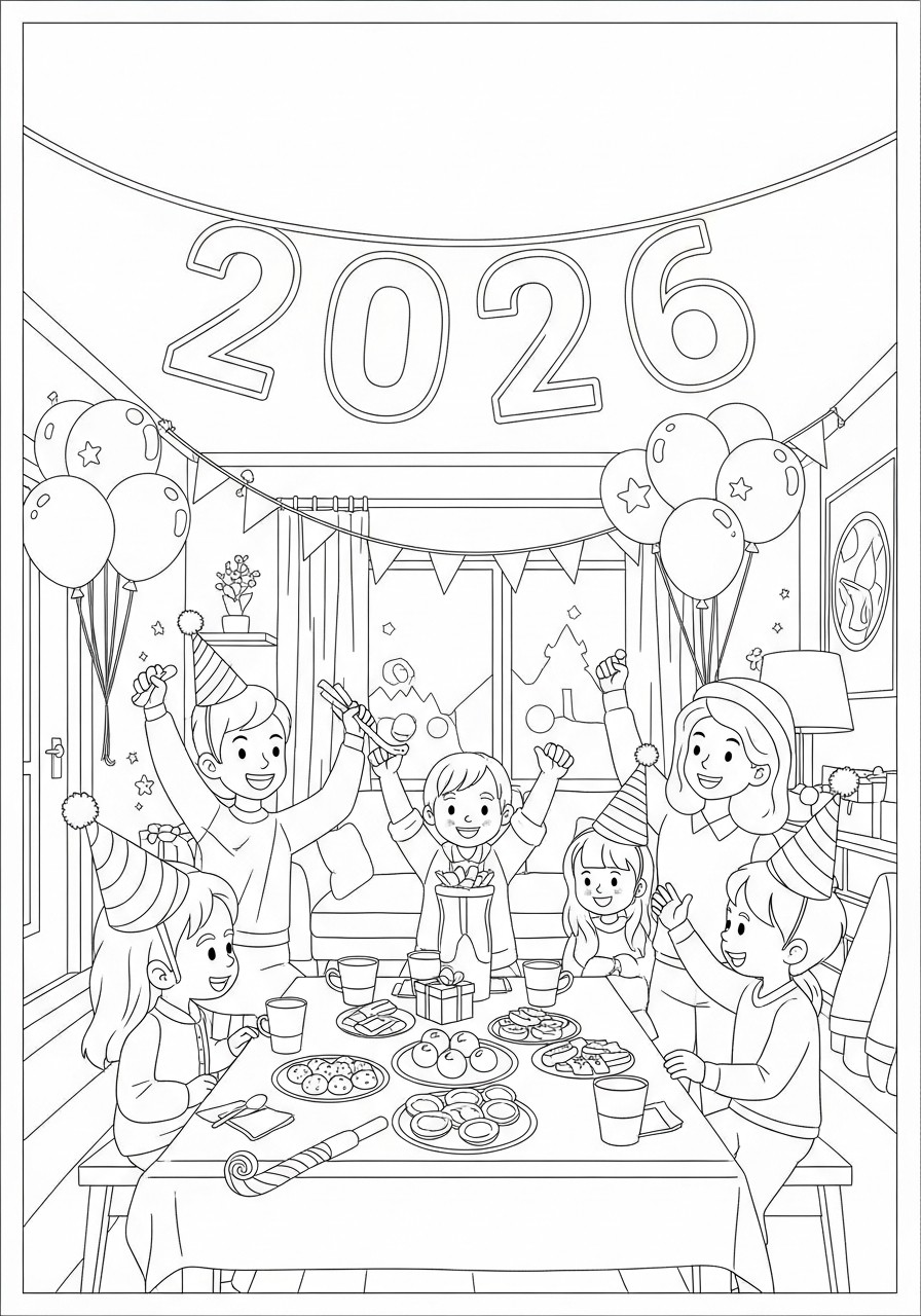 nieuwjaar 2026 Kleurplaat nieuwjaar 2026