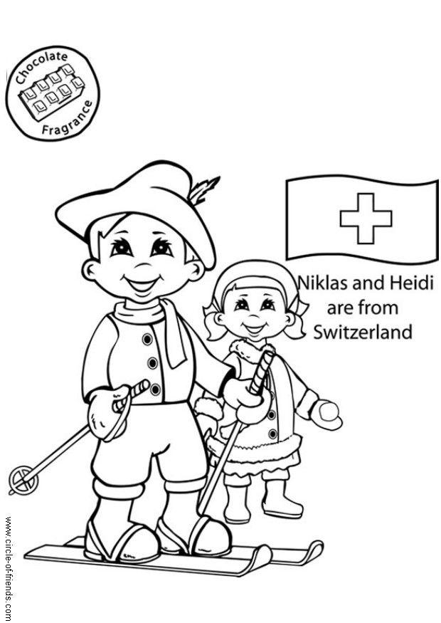 niklas en heidi uit zwitserland Kleurplaat niklas en heidi uit zwitserland