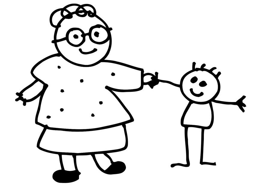 oma en kind Kleurplaat oma en kind