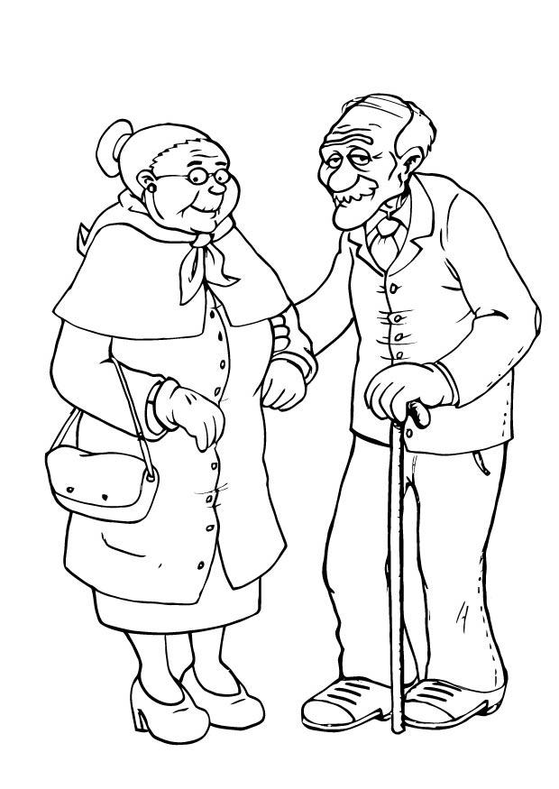 oma en opa Kleurplaat oma en opa