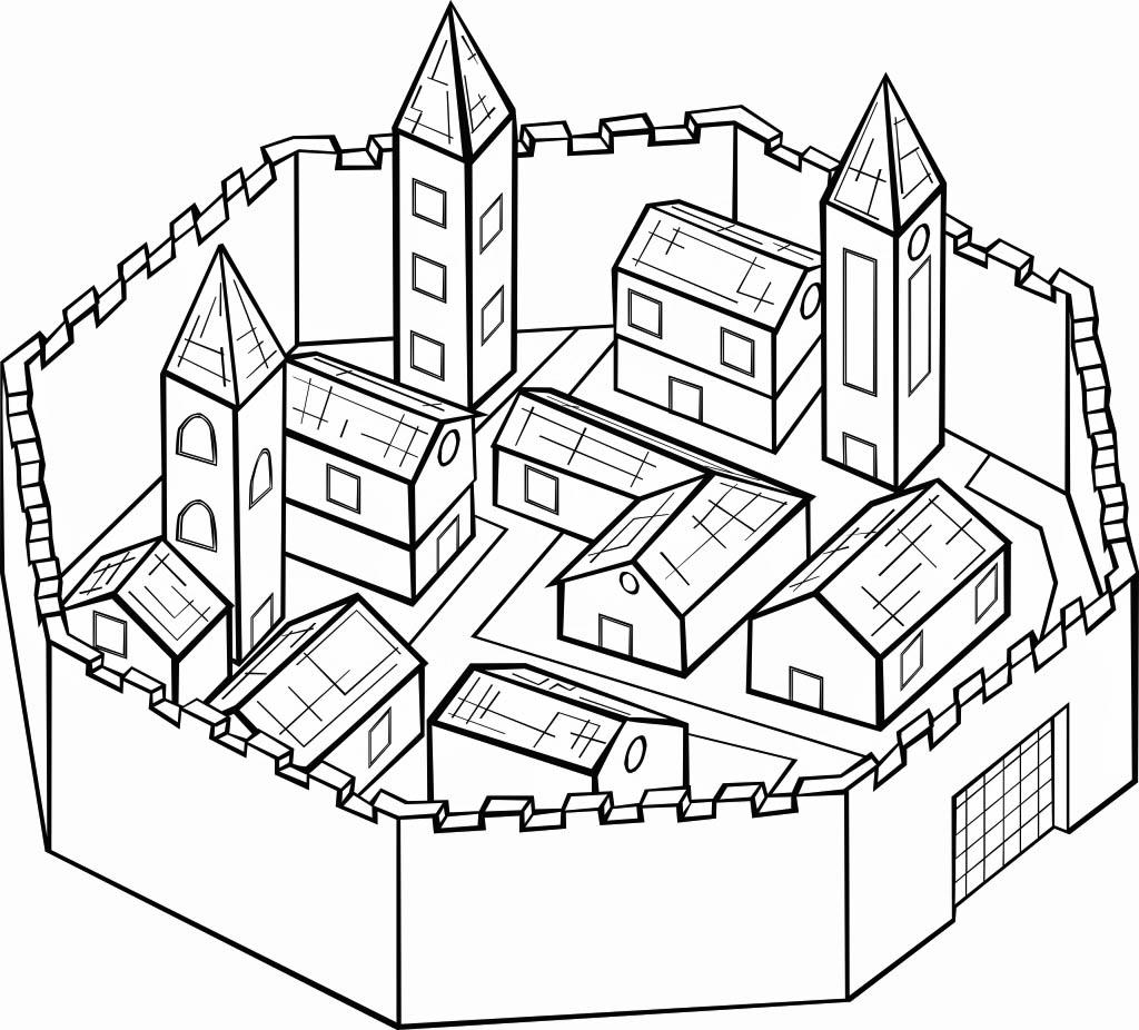 ommuurde stad Kleurplaat ommuurde stad
