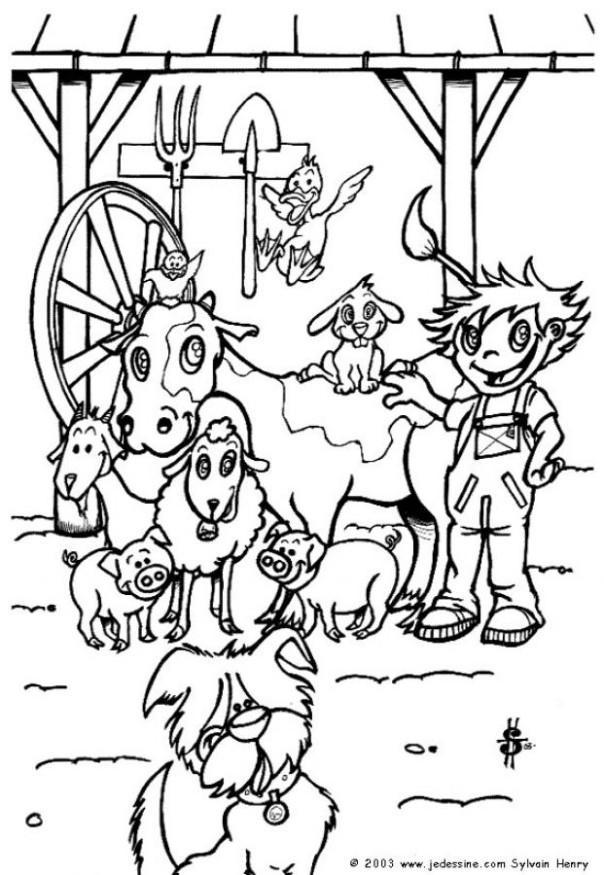 op de boerderij Kleurplaat op de boerderij