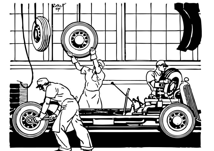 oude autofabriek Kleurplaat oude autofabriek