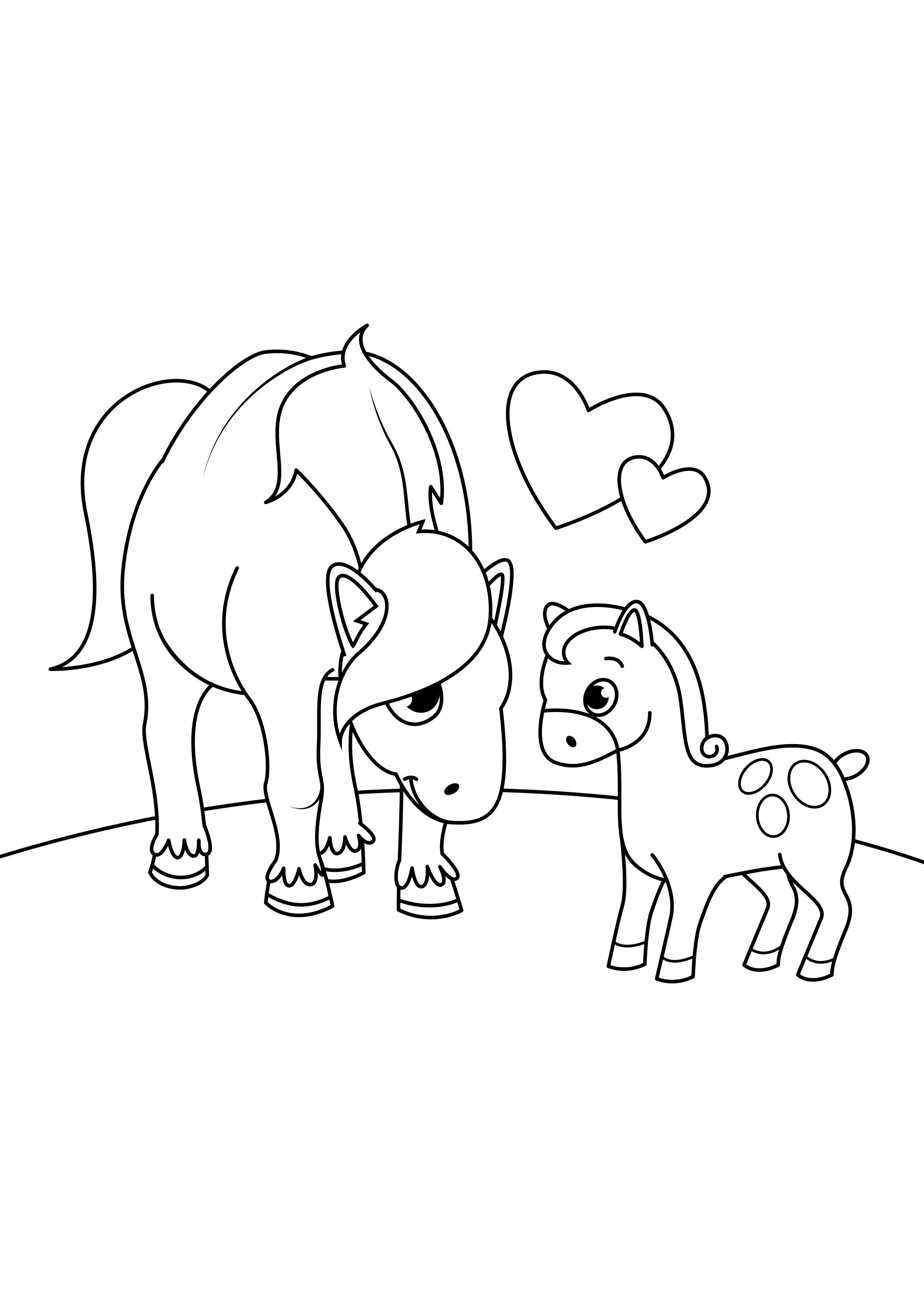 paard met veulen Kleurplaat paard met veulen