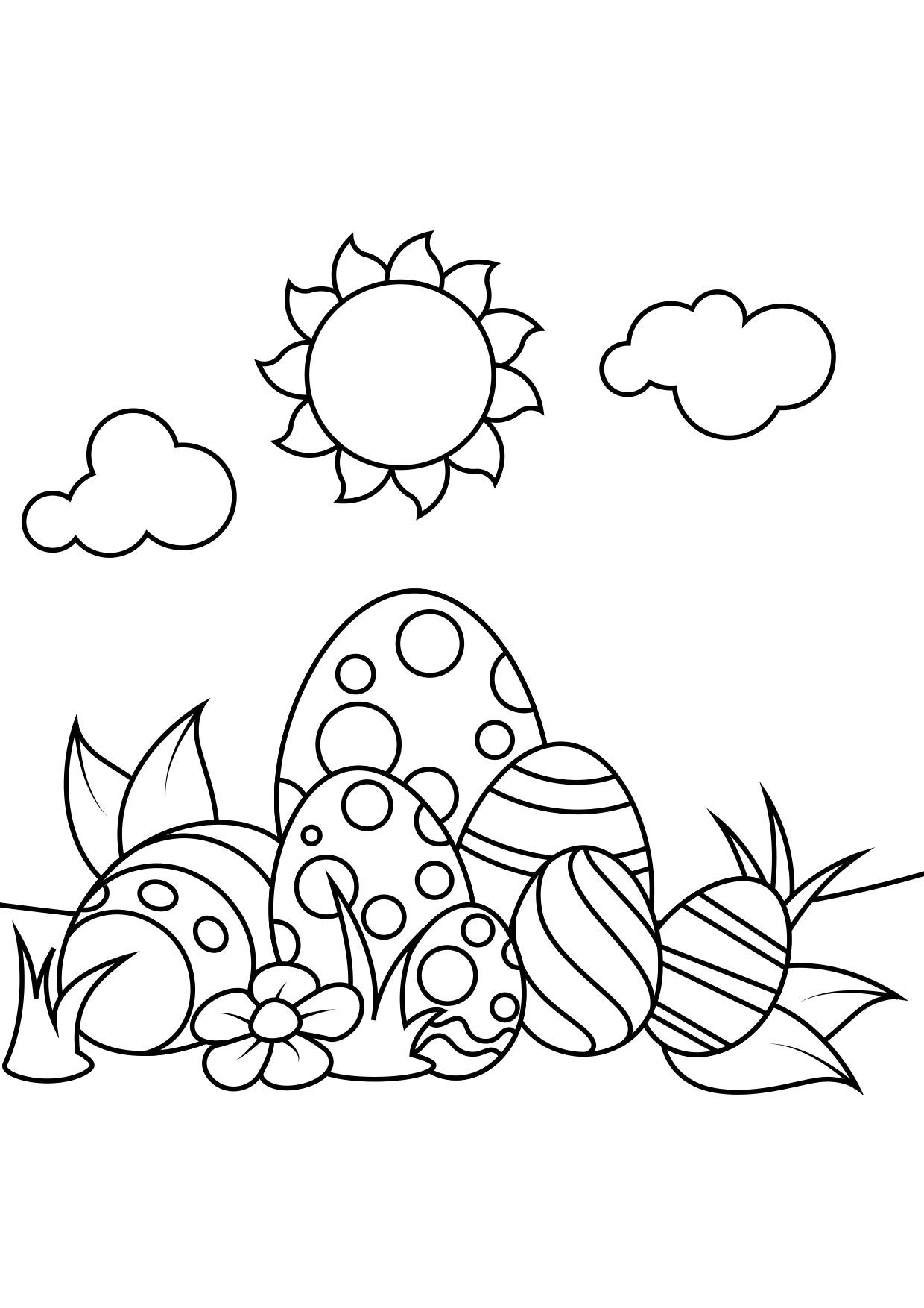 paaseieren onder de zon Kleurplaat paaseieren onder de zon