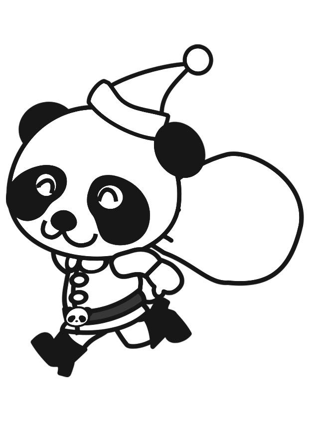panda in kerstpak Kleurplaat panda in kerstpak