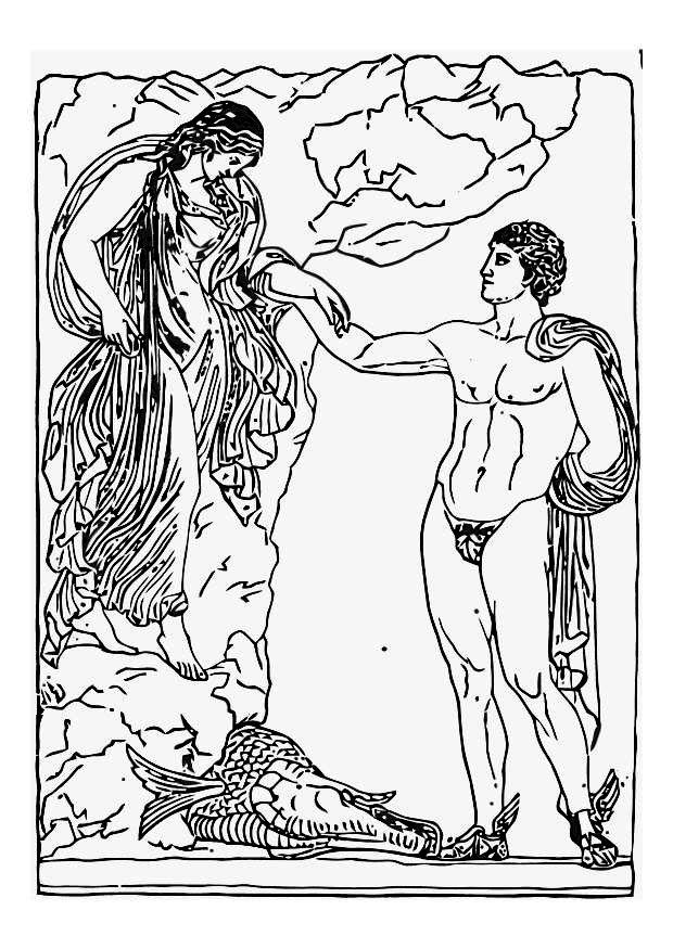 perseus en andromeda Kleurplaat perseus en andromeda