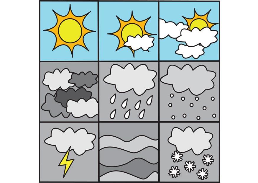 pictogrammen weer 3 Kleurplaat pictogrammen weer 3
