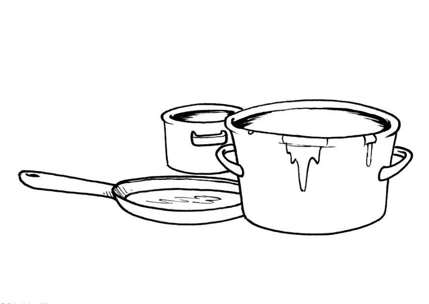 potten en pan Kleurplaat potten en pan