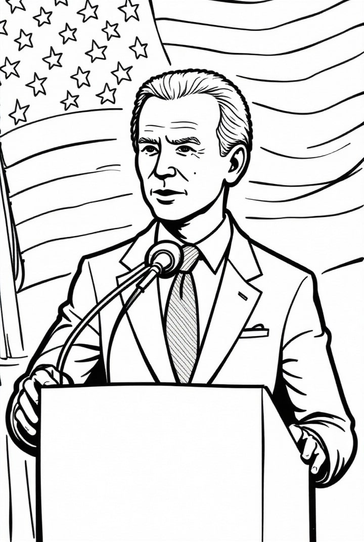 president biden geeft een toespraak Kleurplaat president biden geeft een toespraak