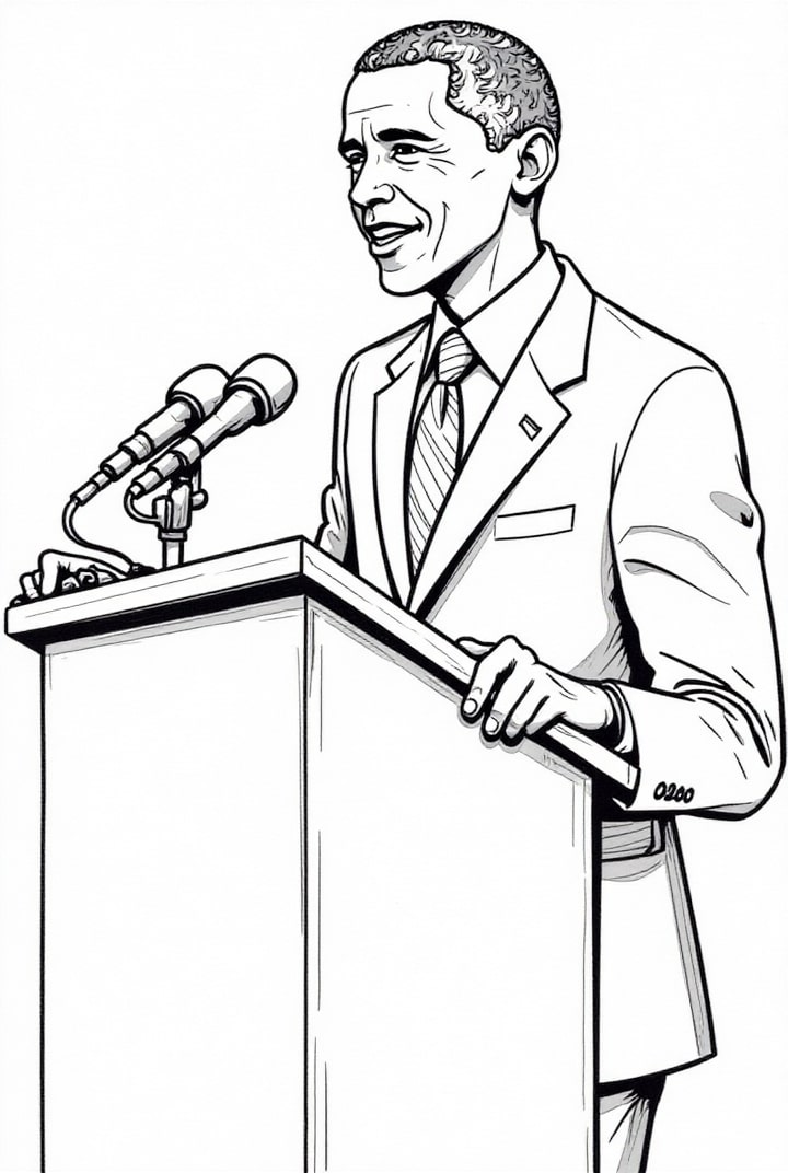 president obama geeft een speech Kleurplaat president obama geeft een speech