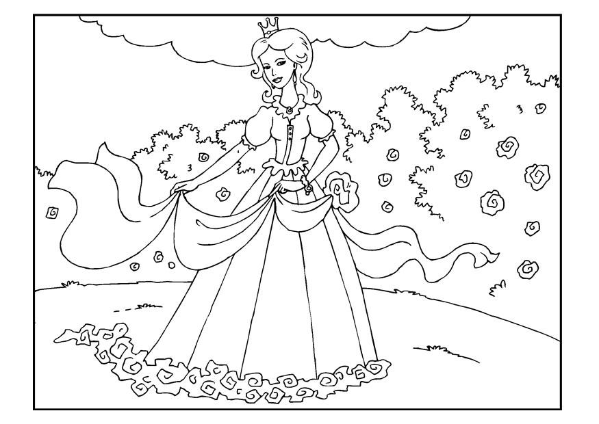 prinses in tuin Kleurplaat prinses in tuin