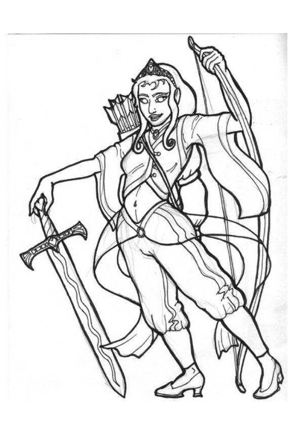 prinses mellia -boogschutterkrijger- Kleurplaat prinses mellia -boogschutterkrijger-