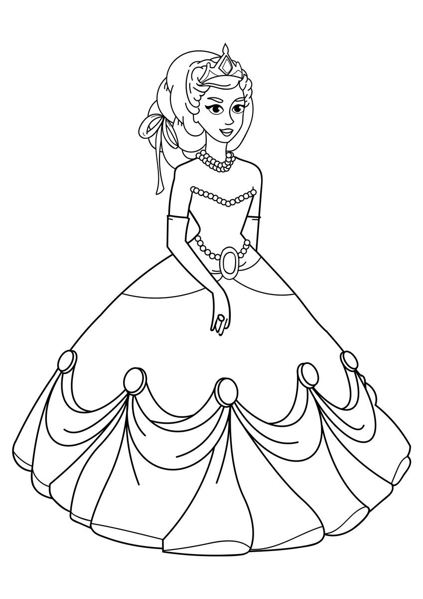prinses met kleed Kleurplaat prinses met kleed