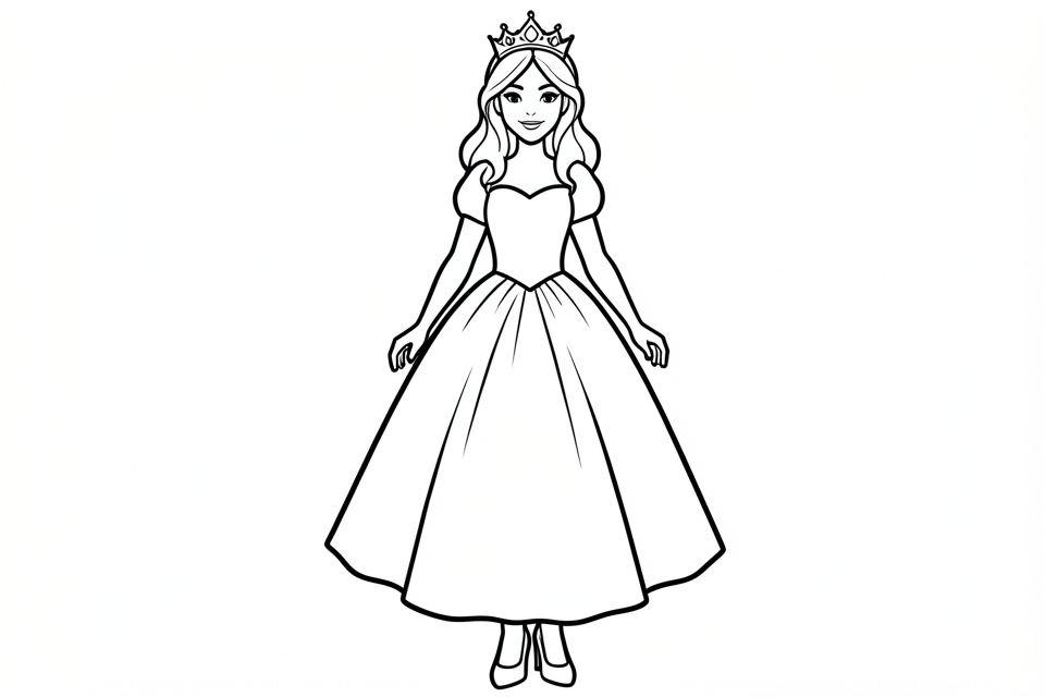 prinses met kroontje Kleurplaat prinses met kroontje