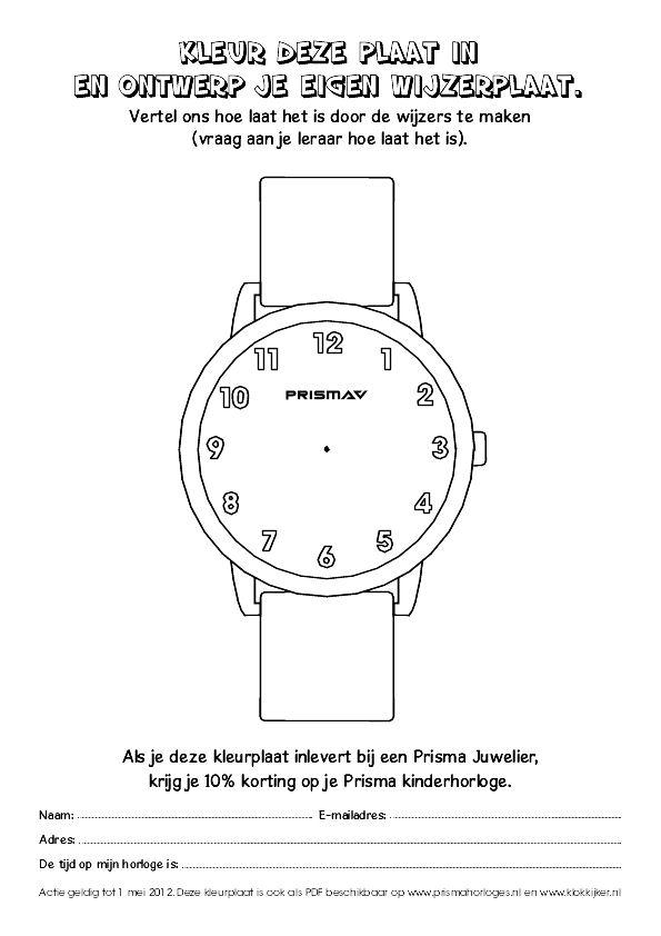 prisma horloge Kleurplaat prisma horloge