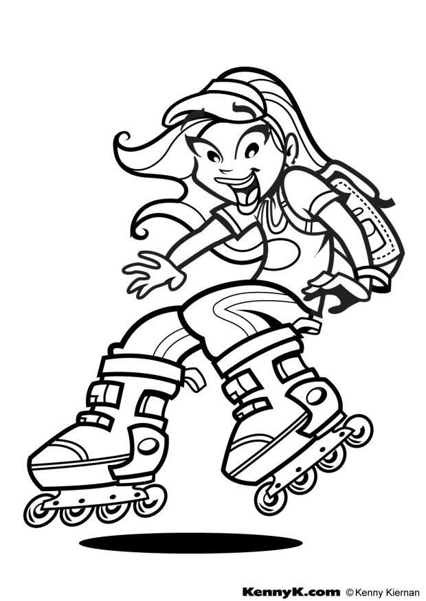 rollerbladen Kleurplaat rollerbladen