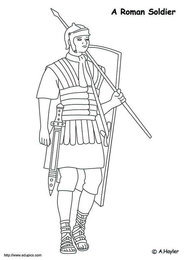 Kleurplaat romeinse soldaat