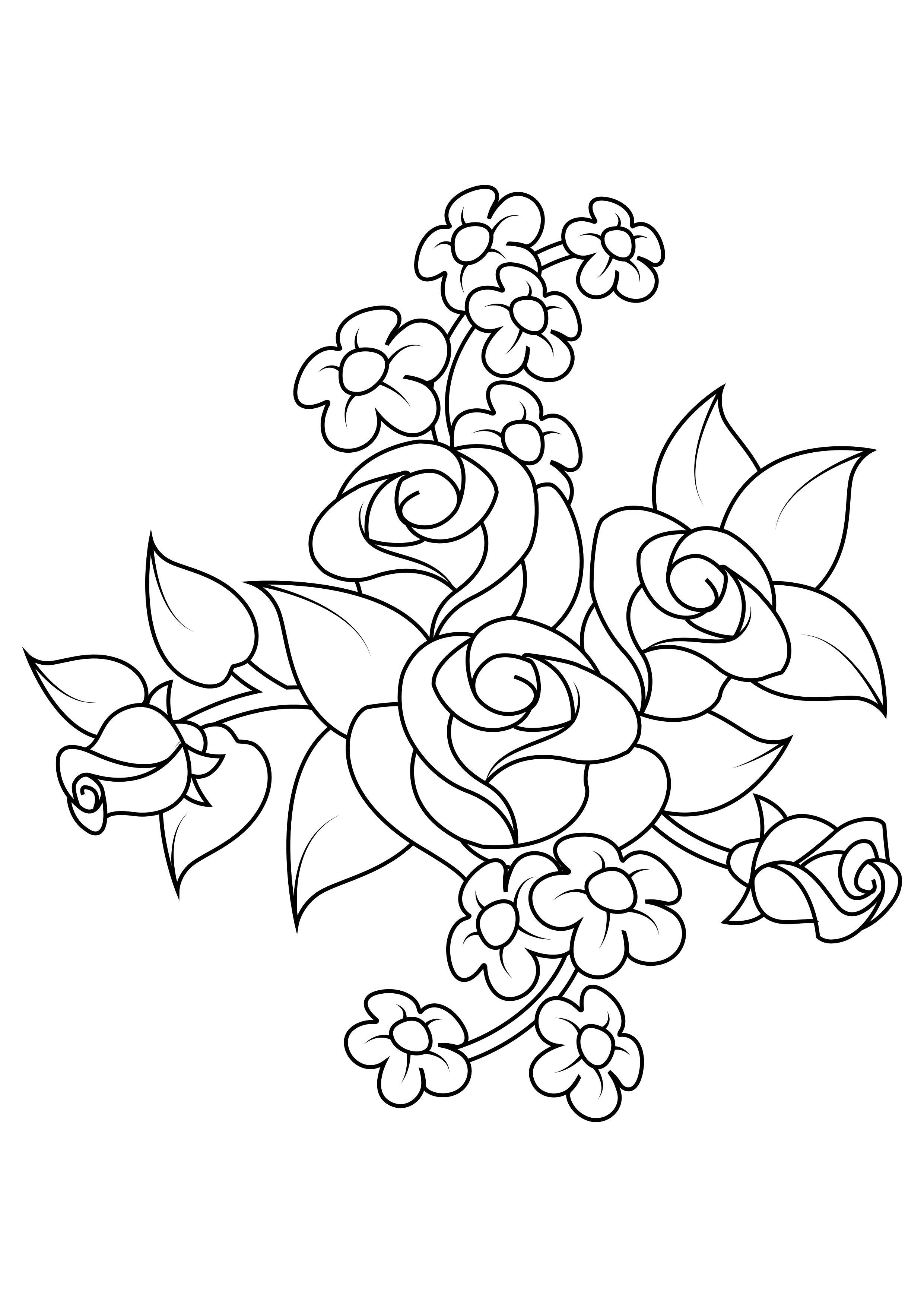 rozen boeket Kleurplaat rozen boeket