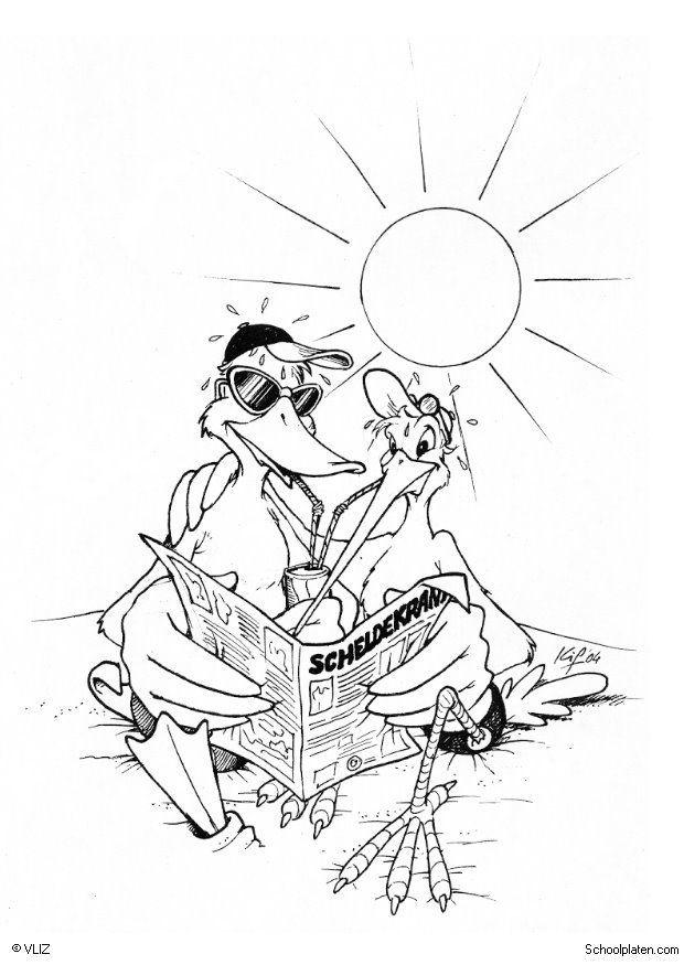 samen op het strand Kleurplaat samen op het strand