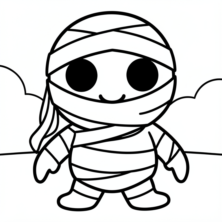 schattige halloween mummie Kleurplaat schattige halloween mummie