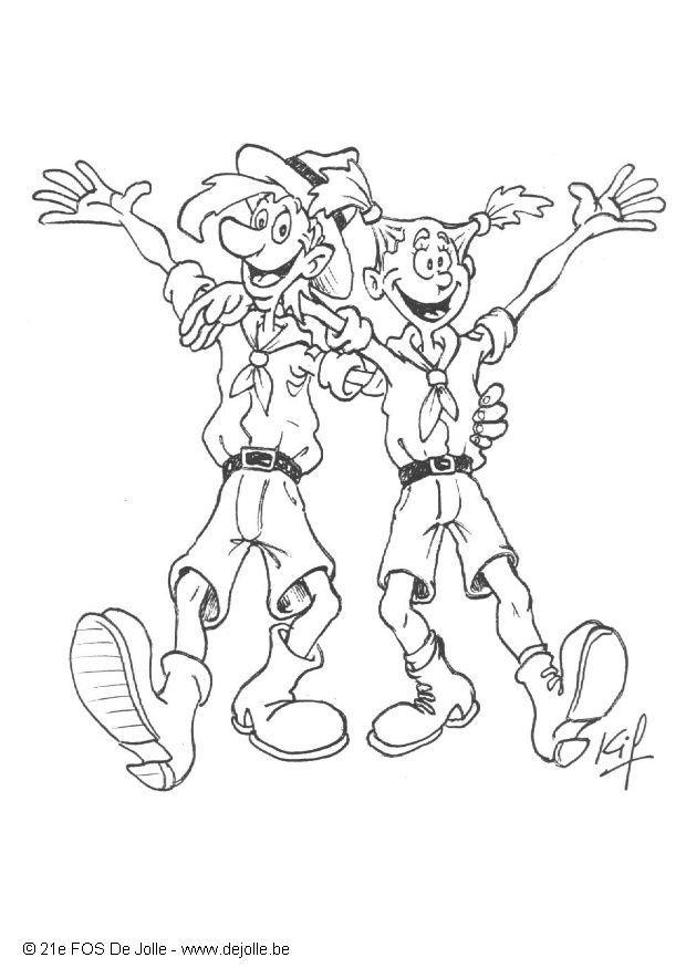 scouts jongen en meisje Kleurplaat scouts jongen en meisje