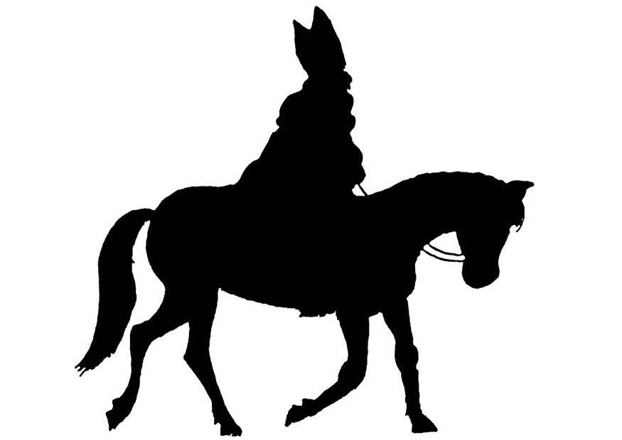 Kleurplaat silhouet sint