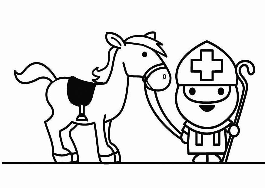 sint met paard Kleurplaat sint met paard